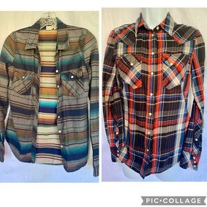 Bundle Roxy & Levi’s Western Plaid Flannel Shirts XS Women’s